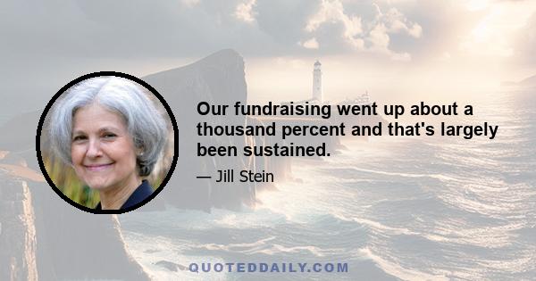 Our fundraising went up about a thousand percent and that's largely been sustained.