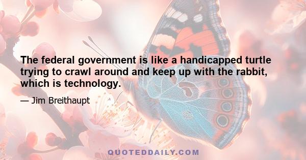 The federal government is like a handicapped turtle trying to crawl around and keep up with the rabbit, which is technology.