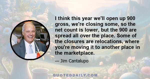 I think this year we'll open up 900 gross, we're closing some, so the net count is lower, but the 900 are spread all over the place. Some of the closures are relocations, where you're moving it to another place in the