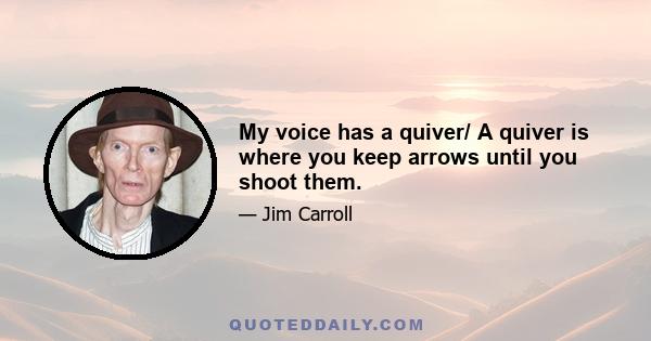 My voice has a quiver/ A quiver is where you keep arrows until you shoot them.