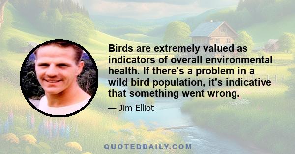 Birds are extremely valued as indicators of overall environmental health. If there's a problem in a wild bird population, it's indicative that something went wrong.