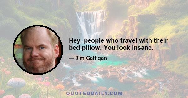 Hey, people who travel with their bed pillow. You look insane.