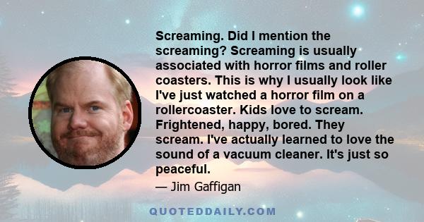 Screaming. Did I mention the screaming? Screaming is usually associated with horror films and roller coasters. This is why I usually look like I've just watched a horror film on a rollercoaster. Kids love to scream.