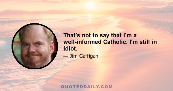 That's not to say that I'm a well-informed Catholic. I'm still in idiot.