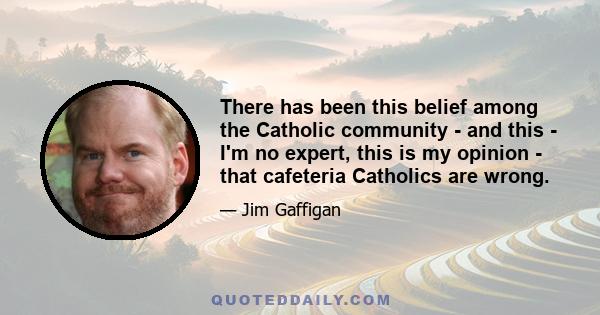 There has been this belief among the Catholic community - and this - I'm no expert, this is my opinion - that cafeteria Catholics are wrong.