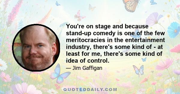 You're on stage and because stand-up comedy is one of the few meritocracies in the entertainment industry, there's some kind of - at least for me, there's some kind of idea of control.