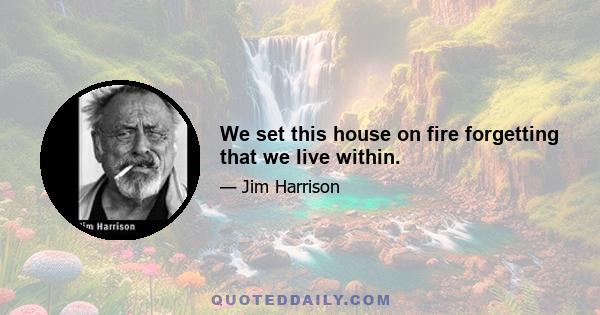 We set this house on fire forgetting that we live within.