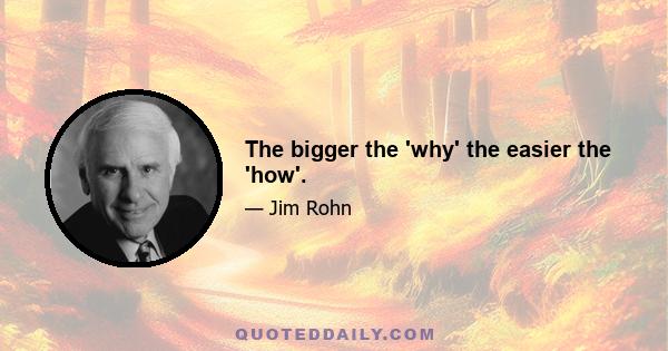 The bigger the 'why' the easier the 'how'.