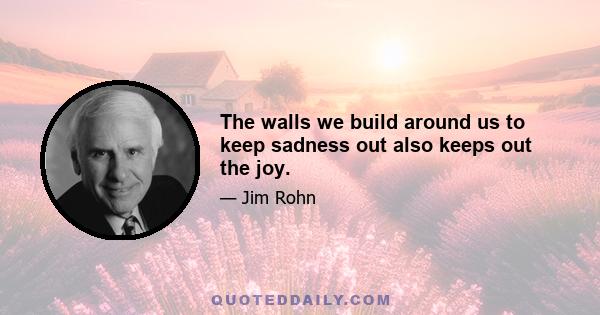 The walls we build around us to keep sadness out also keeps out the joy.