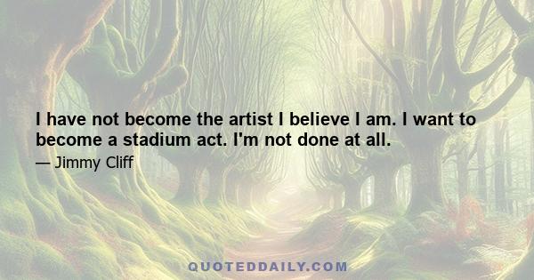 I have not become the artist I believe I am. I want to become a stadium act. I'm not done at all.