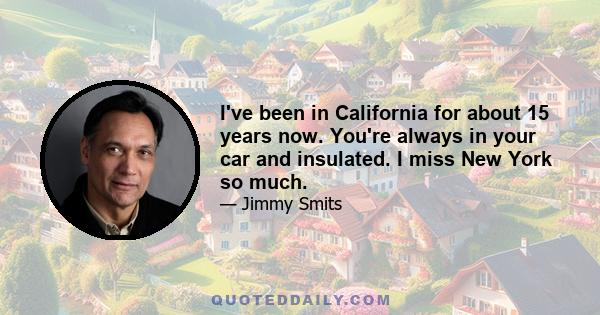 I've been in California for about 15 years now. You're always in your car and insulated. I miss New York so much.