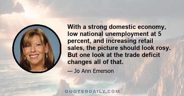 With a strong domestic economy, low national unemployment at 5 percent, and increasing retail sales, the picture should look rosy. But one look at the trade deficit changes all of that.