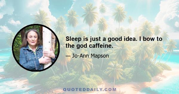 Sleep is just a good idea. I bow to the god caffeine.