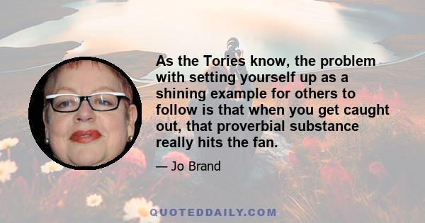 As the Tories know, the problem with setting yourself up as a shining example for others to follow is that when you get caught out, that proverbial substance really hits the fan.