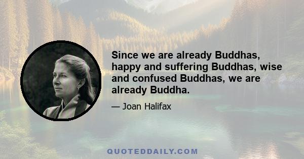 Since we are already Buddhas, happy and suffering Buddhas, wise and confused Buddhas, we are already Buddha.