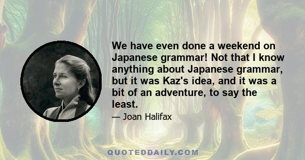 We have even done a weekend on Japanese grammar! Not that I know anything about Japanese grammar, but it was Kaz's idea, and it was a bit of an adventure, to say the least.