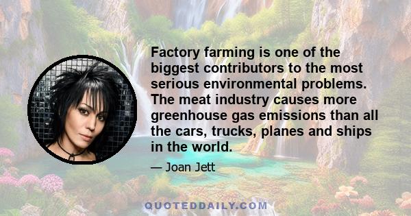 Factory farming is one of the biggest contributors to the most serious environmental problems. The meat industry causes more greenhouse gas emissions than all the cars, trucks, planes and ships in the world.