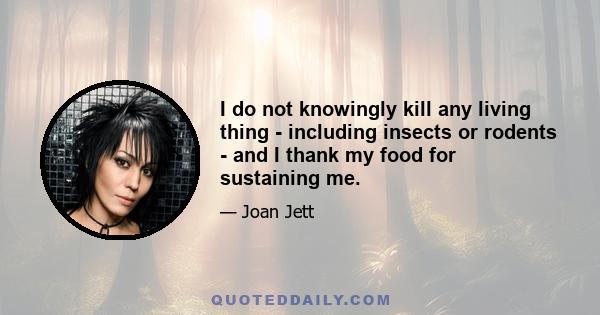 I do not knowingly kill any living thing - including insects or rodents - and I thank my food for sustaining me.