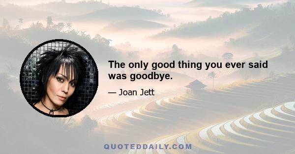 The only good thing you ever said was goodbye.