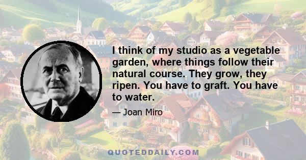 I think of my studio as a vegetable garden, where things follow their natural course. They grow, they ripen. You have to graft. You have to water.