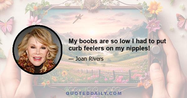 My boobs are so low I had to put curb feelers on my nipples!