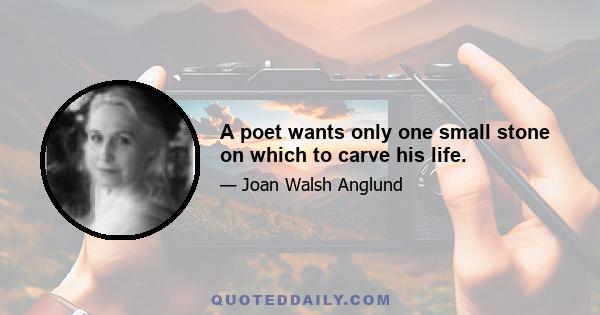 A poet wants only one small stone on which to carve his life.