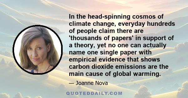 In the head-spinning cosmos of climate change, everyday hundreds of people claim there are 'thousands of papers' in support of a theory, yet no one can actually name one single paper with empirical evidence that shows