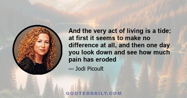 And the very act of living is a tide; at first it seems to make no difference at all, and then one day you look down and see how much pain has eroded