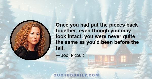 Once you had put the pieces back together, even though you may look intact, you were never quite the same as you'd been before the fall.