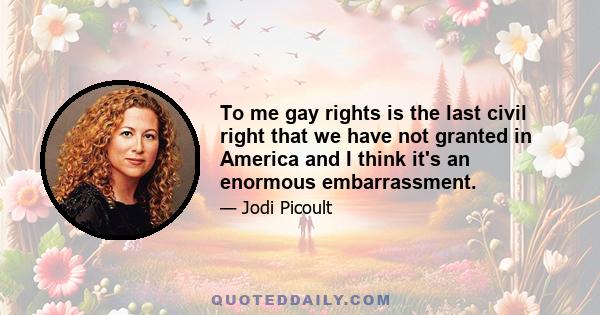 To me gay rights is the last civil right that we have not granted in America and I think it's an enormous embarrassment.