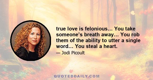 true love is felonious… You take someone’s breath away… You rob them of the ability to utter a single word… You steal a heart.