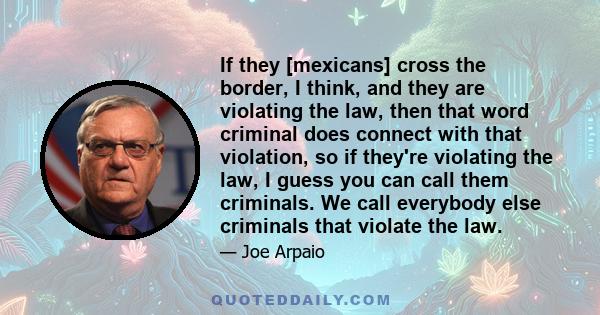 If they [mexicans] cross the border, I think, and they are violating the law, then that word criminal does connect with that violation, so if they're violating the law, I guess you can call them criminals. We call