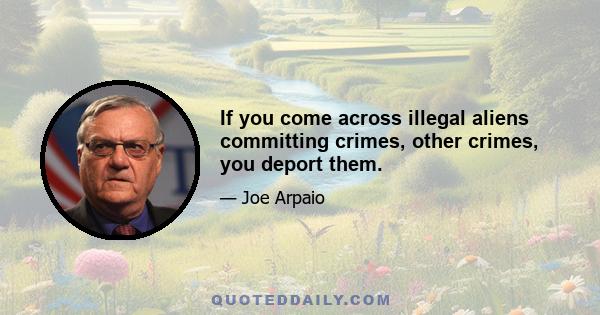 If you come across illegal aliens committing crimes, other crimes, you deport them.