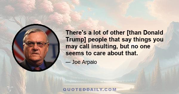 There's a lot of other [than Donald Trump] people that say things you may call insulting, but no one seems to care about that.