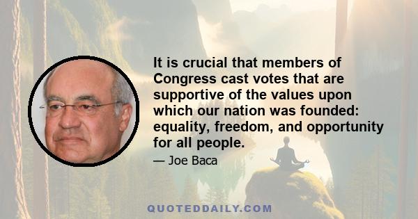 It is crucial that members of Congress cast votes that are supportive of the values upon which our nation was founded: equality, freedom, and opportunity for all people.