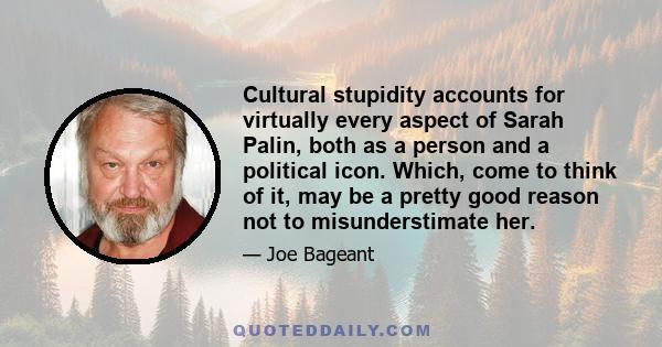 Cultural stupidity accounts for virtually every aspect of Sarah Palin, both as a person and a political icon. Which, come to think of it, may be a pretty good reason not to misunderstimate her.