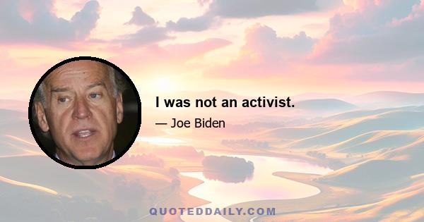 I was not an activist.