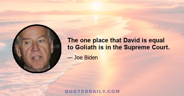 The one place that David is equal to Goliath is in the Supreme Court.