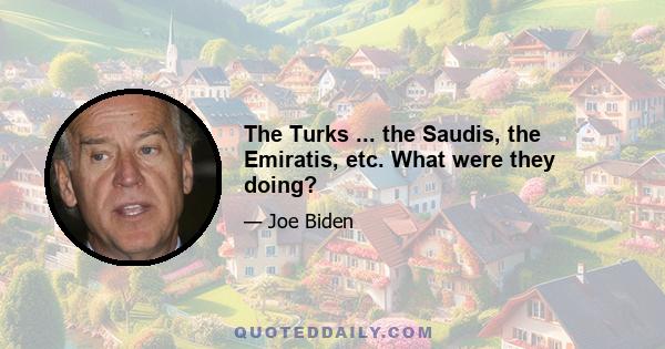 The Turks ... the Saudis, the Emiratis, etc. What were they doing?