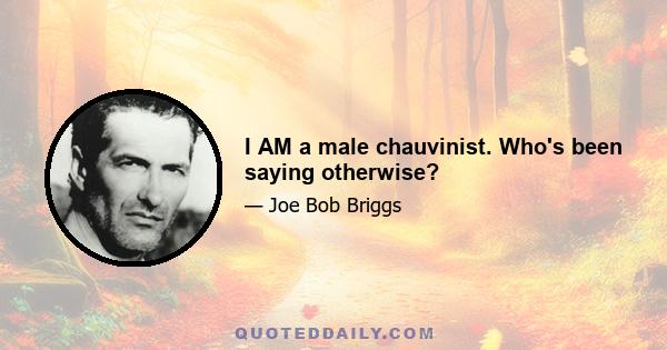 I AM a male chauvinist. Who's been saying otherwise?