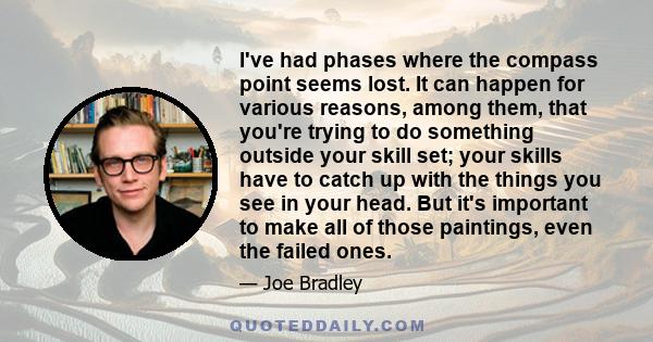 I've had phases where the compass point seems lost. It can happen for various reasons, among them, that you're trying to do something outside your skill set; your skills have to catch up with the things you see in your