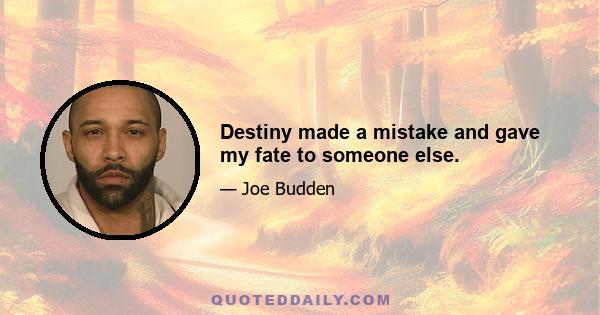 Destiny made a mistake and gave my fate to someone else.