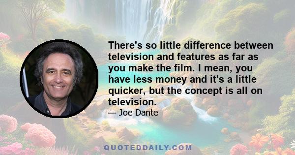 There's so little difference between television and features as far as you make the film. I mean, you have less money and it's a little quicker, but the concept is all on television.