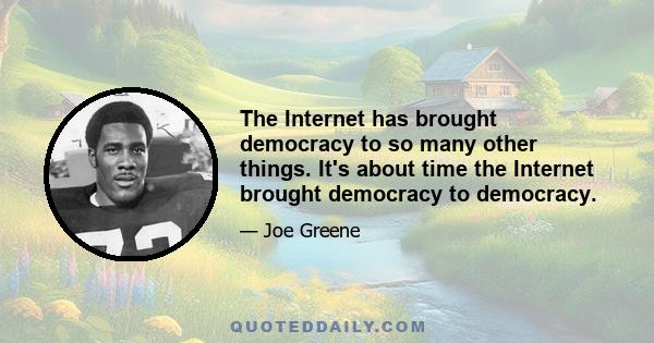 The Internet has brought democracy to so many other things. It's about time the Internet brought democracy to democracy.