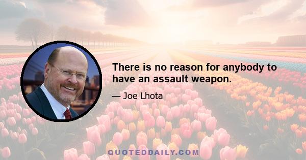 There is no reason for anybody to have an assault weapon.