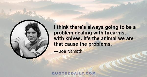 I think there's always going to be a problem dealing with firearms, with knives. It's the animal we are that cause the problems.