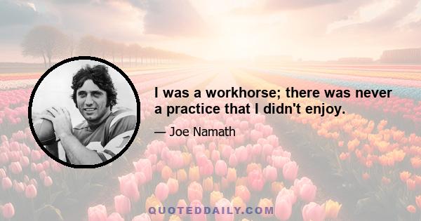 I was a workhorse; there was never a practice that I didn't enjoy.