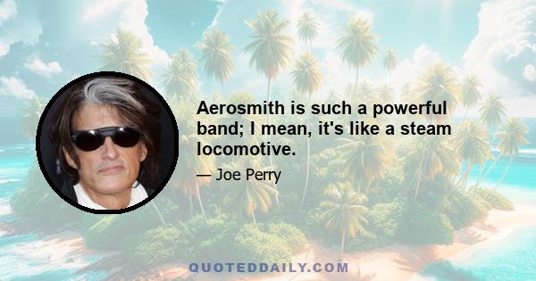 Aerosmith is such a powerful band; I mean, it's like a steam locomotive.