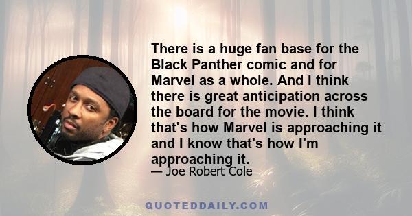 There is a huge fan base for the Black Panther comic and for Marvel as a whole. And I think there is great anticipation across the board for the movie. I think that's how Marvel is approaching it and I know that's how