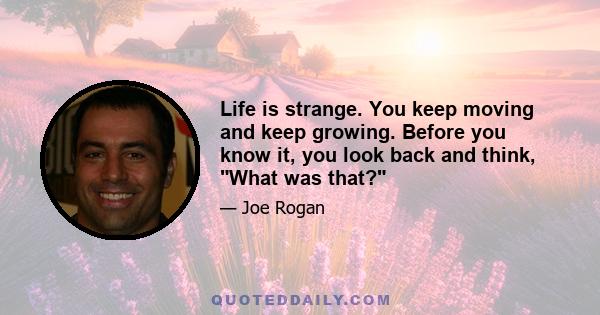 Life is strange. You keep moving and keep growing. Before you know it, you look back and think, What was that?